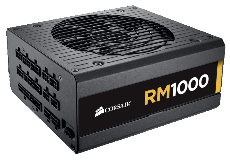 Corsair RM1000 power supply facing to the right
